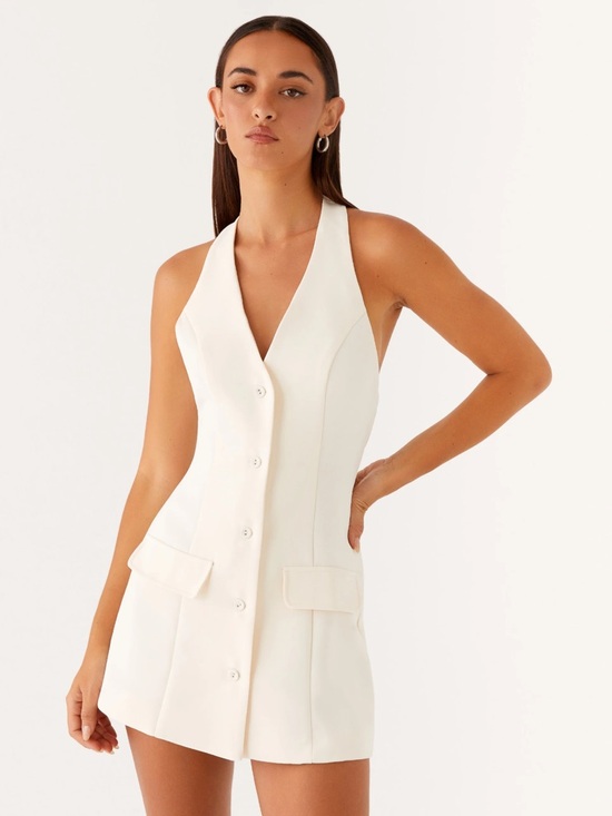 Peppermayo Dresses & Skirts - Peppermayo Cream Button-Front Tailored Mini Dress